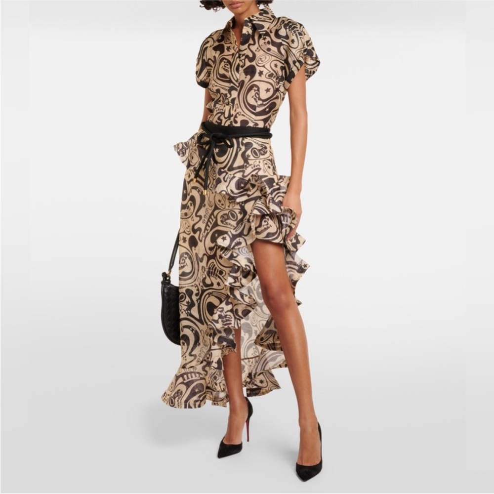 Zimmermann Cream and Black Midi Skirt